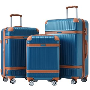3pc Lightweight Luggage Sets,  Expandable Hardshell Spinner Suitcase with TSA Lock 20''/24''/28'' 4M -ModernLuxe - 1 of 4