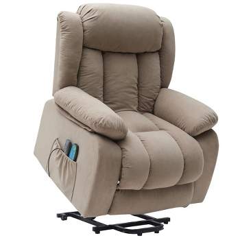 Classic Brown Power Recline and Lift Massage Chair Sofa with Heating