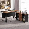 Tribesigns L-Shaped Computer Desk with File Cabinet, 55" Large Executive Table with Power Outlet - 3 of 4