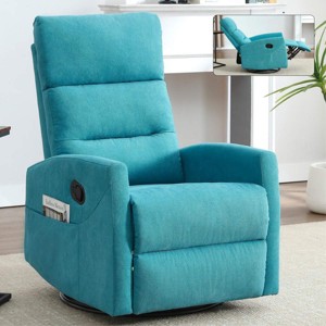360° Swivel Manual Recliner Chair with Rocker,Fabric Recliner Chair for Living Room,Recliner Chair with Cushion Back and Square Arms-Coolbibila - 1 of 4