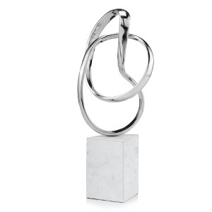 HomeRoots 18" Silver and White Marble and Aluminum Sculpture - 1 of 4