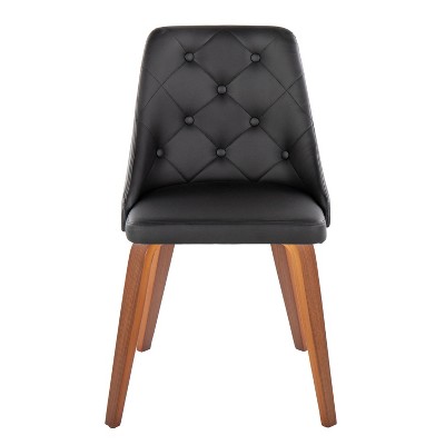 High Back Black Faux Leather Walnut Wood Side Chair