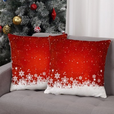 Christmas Throw Pillow Covers 18x18, Velvet Throw Pillows Set of 2, Floral Snowflake Pillow Covers for Couch Home Decoration