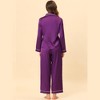 cheibear Women's Satin Button Down Lounge Tops and Pants Sleepwear Pajama Set - 4 of 4