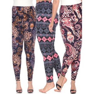Women's Pack of 3 Plus Size Leggings - One Size Fits Most Plus - White Mark - 1 of 1