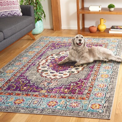 Elysian Light Blue Reversible Hand-Knotted Synthetic Area Rug, 6'7" x 9'2"