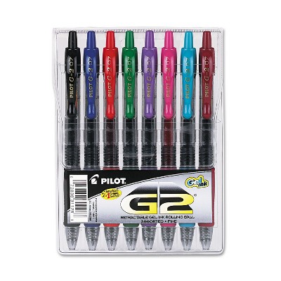 2 Pack of 8 PILOT G2 Premium Refillable & Retractable Rolling Ball Gel Pens Assorted Color Inks, Fine Point 31128