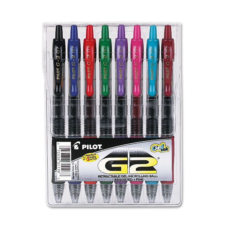 Pilot G2 Premium Retractable Gel Ink Pen Assorted Ink .7mm 8/Set 31128, 1 of 5