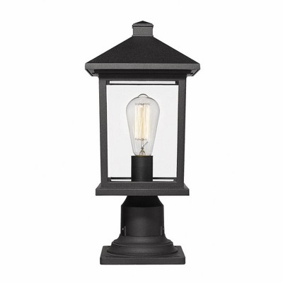 Portland Black Cast Aluminum 18" Outdoor Pier Mount Lantern