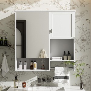 NicBex Wall Mounted Bathroom Storage Cabinet,29'' x28'' Medicine Cabinet with Mirror and 3 Shelves for Bathroom - 1 of 4