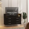 Jojoka 6 Drawer Dressers Bedroom, Wooden Dressers with Charging Station, Modern Chests of Drawers for Living Room, Hallway, TV Stand, Black - 3 of 4