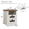 OKD 18'' Nightstand with Charging Station & 2 Drawers, Square End Table - image 2 of 4