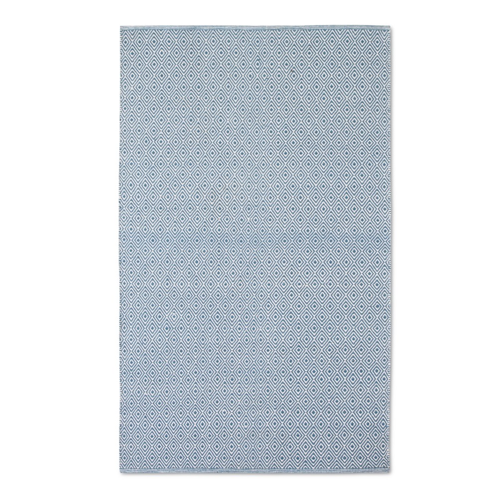 Ivory/Light Blue Stripe Flatweave Woven Area Rug - (4'x6') - Safavieh