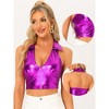 INSPIRE CHIC Women's Shimmering Shiny Party Holographic Crop Metallic Halter Top - 2 of 4