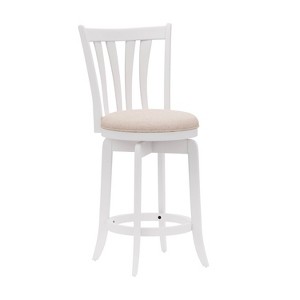 25.25" Savana Wood Swivel Counter Height Barstool White - Hillsdale Furniture: Matte Finish, Cream Upholstery - 1 of 4