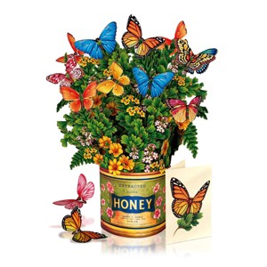 FreshCut Paper 12" Butterflies and Buttercups 3D Pop Up Flower Bouquet Greeting Card and Envelope - 1 of 4