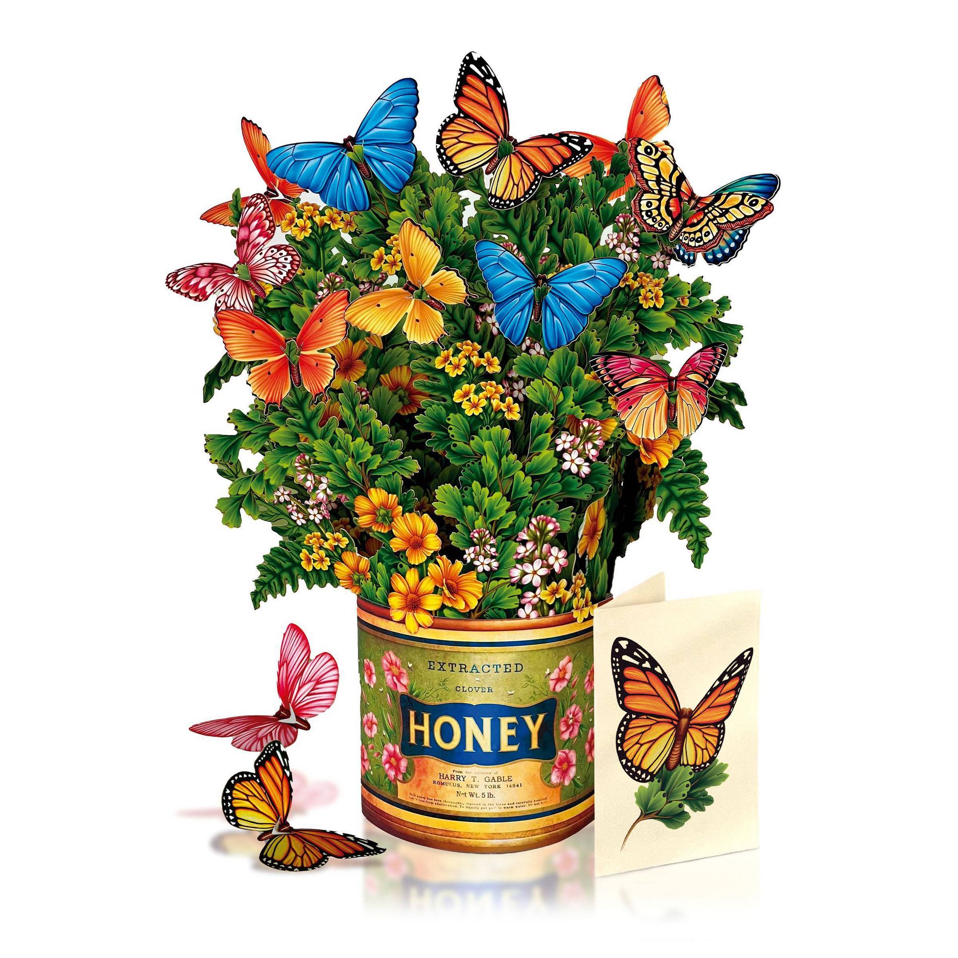 FreshCut Paper 12" Butterflies and Buttercups 3D Pop Up Flower Bouquet Greeting Card and Envelope