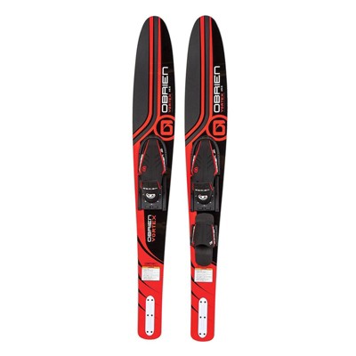 OBrien Vortex Combo 65.5 Inch Adult Mens Size 4.5-13 Wide Body Water Skis, Red