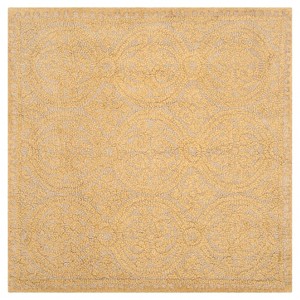 Light Gold/Dark Gold Geometric Tufted Square Accent Rug - (4