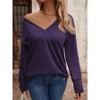 Clearlove Women Casual Long Sleeve V Neck Pullover Shirts Loose Fit Tops - 2 of 4
