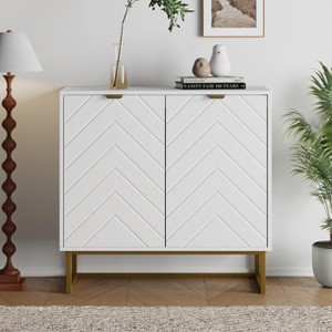 31.5 in Modern Sideboard Buffet Cabinet with Storage, Wood Storage Cabinet with Herringbone Doors & Shelf - 1 of 4