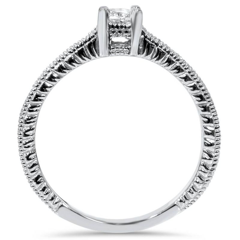 Pompeii3 3/4ct Vintage Princess Cut Diamond Ring Set 14K White Gold, 3 of 6