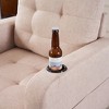 Cotton & Linen Upholstered Armchair Sofa with Storage Ottoman & Cup Holders - 4 of 4
