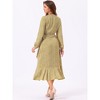 Allegra K Women's Floral Long Sleeve Wrap Tie Waist Ruffle Split Hem Boho Maxi Dress - 4 of 4