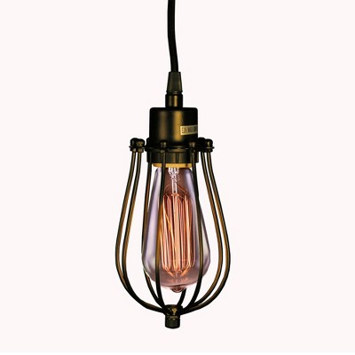 5" x 5" x 10" Priscilla Single Light Edison Pendant Black - Warehouse of Tiffany