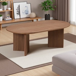 39.37" Oval MDF Pedestal Coffee Table - 1 of 4