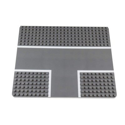 Strictly Briks Building Blocks Road Plates 13.75x16.25", 1 Pack Brick Baseplates Compatible with All Major Brands, 1 3-Way Intersection
