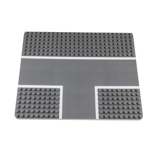 Strictly Briks Building Blocks Road Plates 13.75x16.25", 1 Pack Brick Baseplates Compatible with All Major Brands, 1 3-Way Intersection - 1 of 4