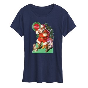 Women's - Coca-Cola - Vintage Santa With Dog Short Sleeve Graphic T-Shirt - 1 of 3