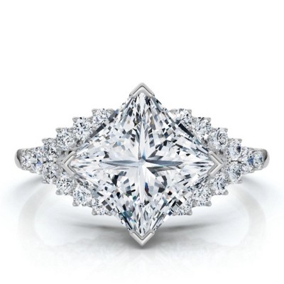 Pompeii3 Certified 2.25Ct Princess Cut Diamond Engagement Ring 14k Gold or Pt Lab Created