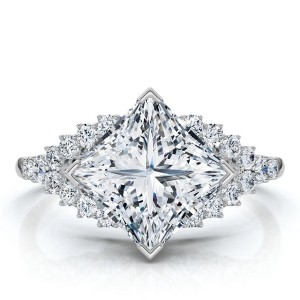 Pompeii3 Certified 2.25Ct Princess Cut Diamond Engagement Ring 14k Gold or Pt Lab Created - 1 of 4