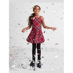 The Children's Place Girls Sleeveless Matching Family Plaid Bow Satin Bubble Dress Red 6 - 1 of 4