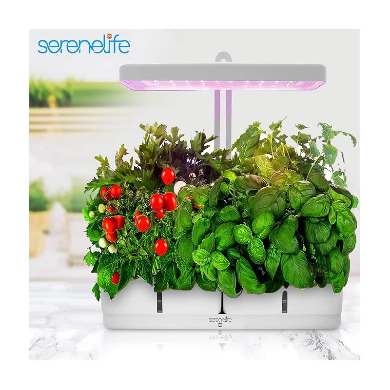 SereneLife Hydroponic Herb Garden 8 Pods, Indoor Growing System, Smart Indoor Plant System w/ Height Adjustable LED Grow Light (White), 2 of 9