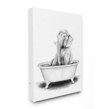 Stupell Industries Elephant In A Tub Funny Animal Bathroom Drawing