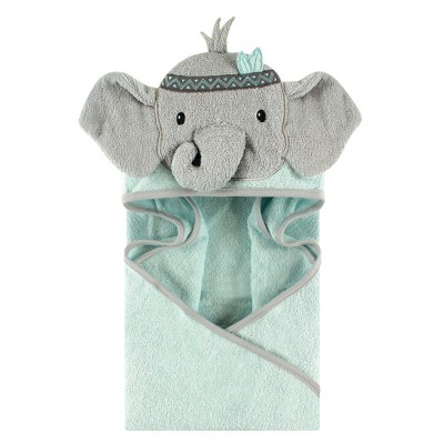 Little Treasure Baby Boy Cotton Animal Hooded Towel, Tribal Elephant, One Size