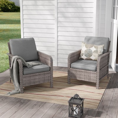 Sonkuki 2 Piece Patio Chairs Set, Wicker Chairs Set with Thick Cushions, Outdoor Furniture Set for 2
