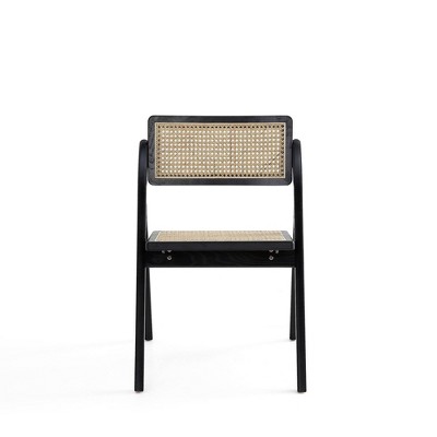 Sleek Black and Natural Cane Folding Side Chair Set