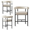 Modern Boucle Counter Height Stools with Cruved Backs and Arm Beige Bar Stools for Kitchen, Island, and Living Room—Tanpinhause - 3 of 4