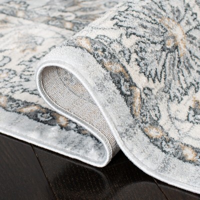 Isabella Gray Floral Medallion Synthetic Area Rug 4' x 6'