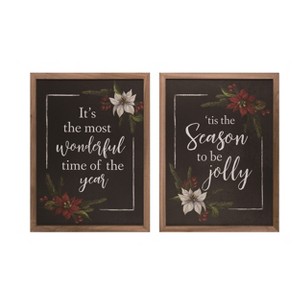 Transpac MDF Rustic Christmas Wall Decor Set of 2 Christmas Home Decorations - 1 of 1