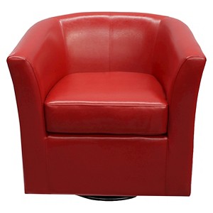 Daymian Faux Leather Swivel Club Chair Red - Christopher Knight Home