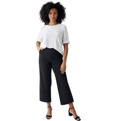 ellos Plus Size Pull-On Crop Wide Leg Pants