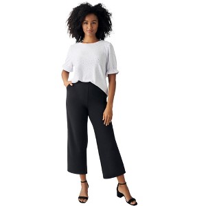 ellos Plus Size Pull-On Crop Wide Leg Pants - 1 of 4