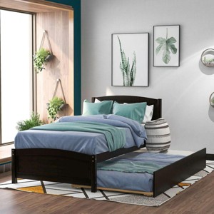 Streamdale Twin size Platform Bed with Trundle, Espresso - 1 of 4