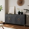 Modern 4-Door Black Wooden Cabinet Sideboard Buffet Storage with Adjustable Shelves & Metal Legs for Living Room, Entryway - 3 of 4