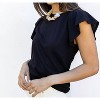 Women's Flutter Sleeve Banded Crewneck Top - bobi - 3 of 4